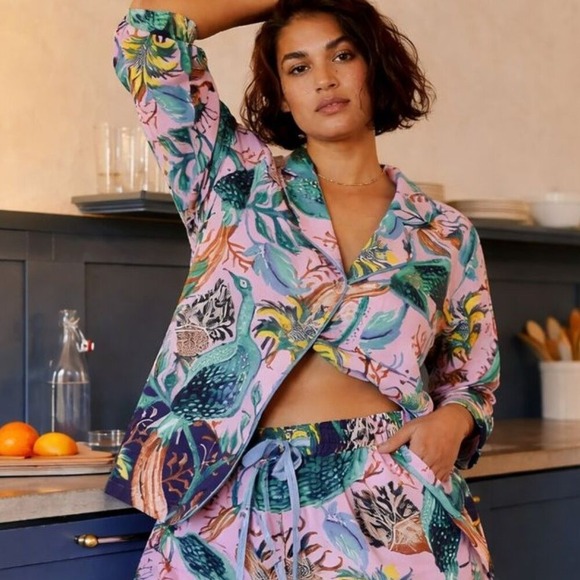 Anthropologie Other - Raphael Balme for Anthropologie Peacock Flannel Sleep Top Small